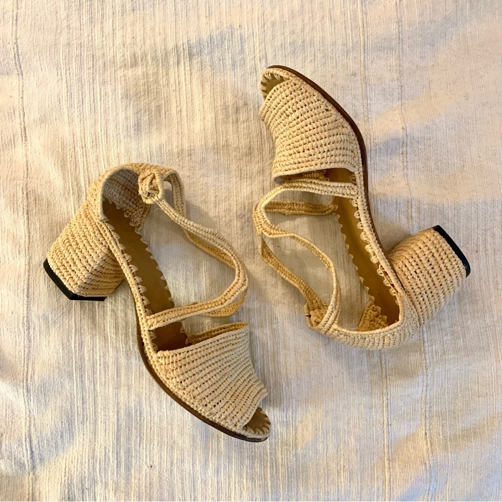 Carrie Forbes natural woven raffia sandals